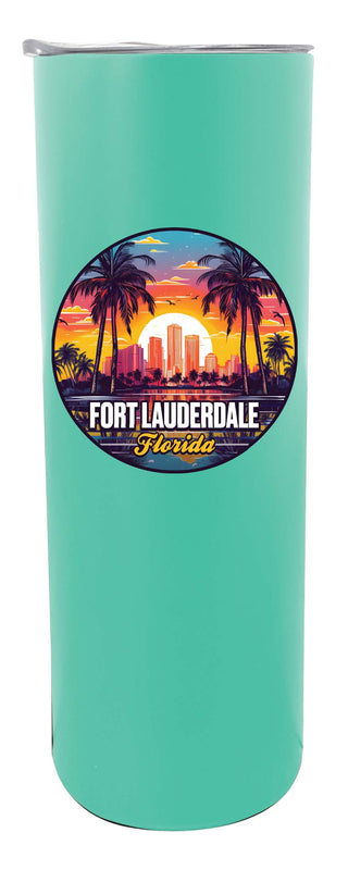 Fort Lauderdale Florida Design B Souvenir 20 oz Insulated Stainless Steel Skinny Tumbler Seafoam Single