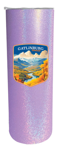 Gatlinburg Tennessee Design D Souvenir 20 oz Insulated Stainless Steel Skinny Tumbler Purple Glitter 4-Pack