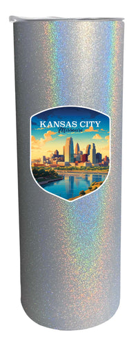 Kansas City Missouri Design A Souvenir 20 oz Insulated Stainless Steel Skinny Tumbler Gray Glitter Single
