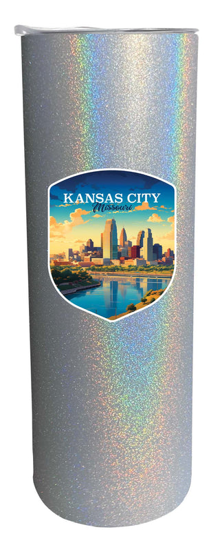 Kansas City Missouri Design A Souvenir 20 oz Insulated Stainless Steel Skinny Tumbler Gray Glitter Single