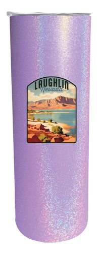 Laughlin Nevada Design B Souvenir 20 oz Insulated Stainless Steel Skinny Tumbler Purple Glitter Single
