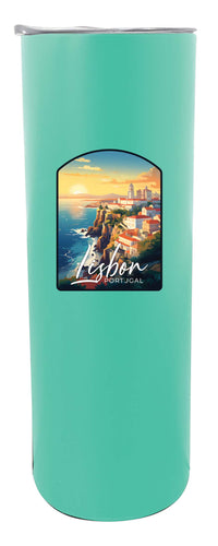 Lisbon Portugal Design B Souvenir 20 oz Insulated Stainless Steel Skinny Tumbler Seafoam 2-Pack