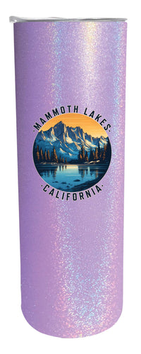 Mammoth Lakes California Design B Souvenir 20 oz Insulated Stainless Steel Skinny Tumbler Purple Glitter Single