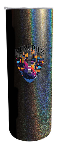 Memphis Tennessee Design B Souvenir 20 oz Insulated Stainless Steel Skinny Tumbler Black Glitter Single