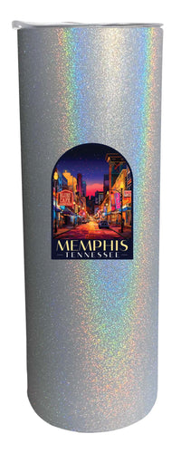 Memphis Tennessee Design C Souvenir 20 oz Insulated Stainless Steel Skinny Tumbler Gray Glitter 4-Pack