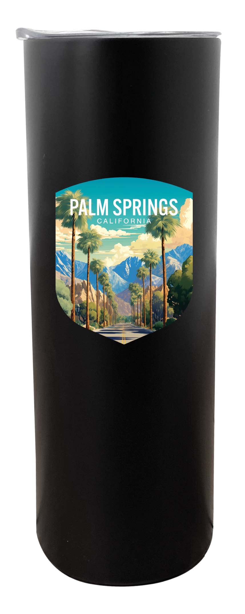 Palm Springs California Design A Souvenir 20 oz Insulated Stainless Steel Skinny Tumbler Black 4-Pack