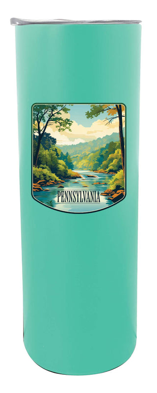 Pennsylvania Design B Souvenir 20 oz Insulated Stainless Steel Skinny Tumbler Seafoam 4-Pack