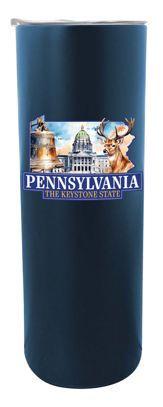 Pennsylvania Design D Souvenir 20 oz Insulated Stainless Steel Skinny Tumbler Navy 4-Pack