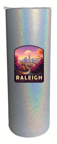Raleigh North Carolina City of Oaks Design Souvenir 20 oz Insulated Stainless Steel Skinny Tumbler Gray Glitter 4-Pack