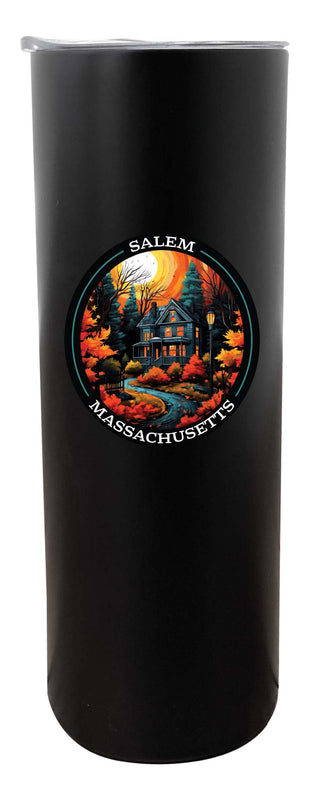 Salem Massachussettes Design B Souvenir 20 oz Insulated Stainless Steel Skinny Tumbler Black 4-Pack