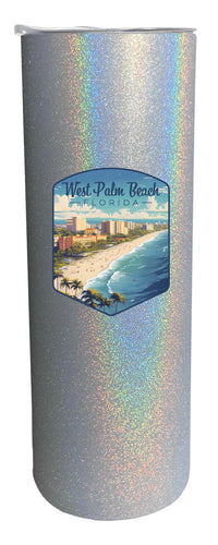 West Palm Beach Florida Design A Souvenir 20 oz Insulated Stainless Steel Skinny Tumbler Gray Glitter 2-Pack