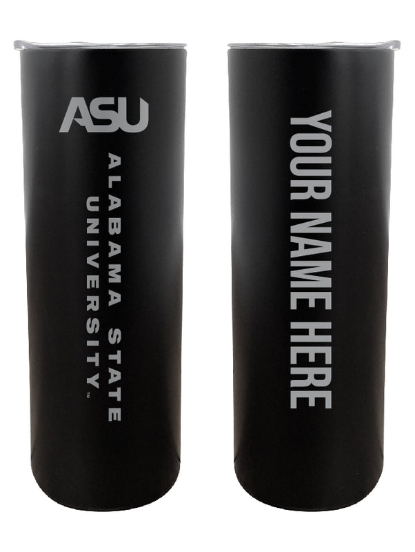 Alabama State University Customizable 20 oz Engraved Insulated Skinny Tumbler Officially Licensed Collegiate Product Black 