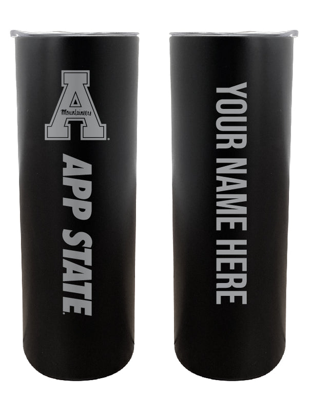 Appalachian State Customizable 20 oz Engraved Insulated Skinny Tumbler Officially Licensed Collegiate Product Black 