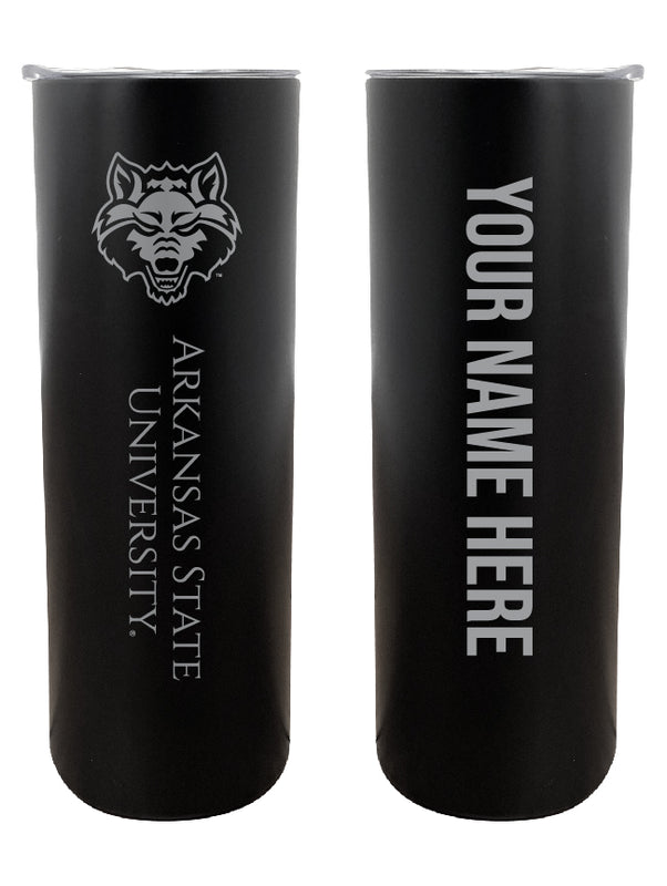 Arkansas State Customizable 20 oz Engraved Insulated Skinny Tumbler Officially Licensed Collegiate Product Black 
