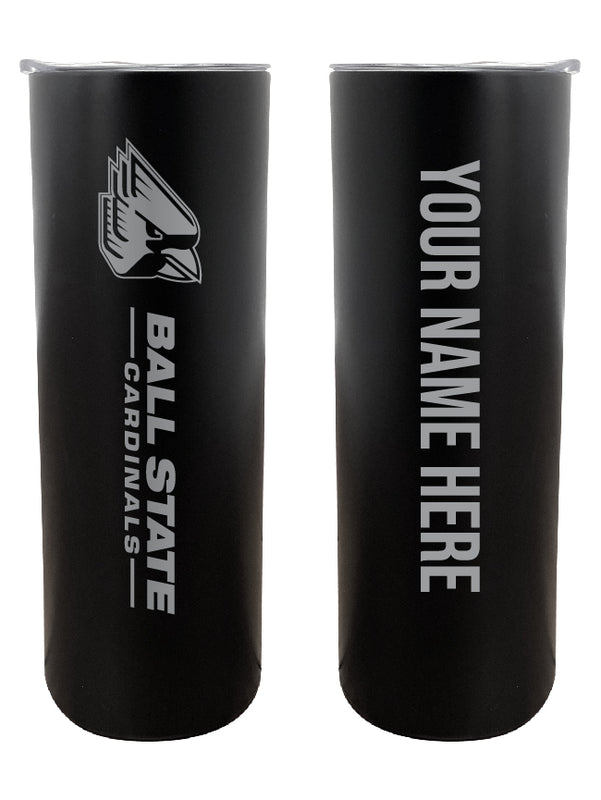 Ball State University Customizable 20 oz Engraved Insulated Skinny Tumbler Officially Licensed Collegiate Product Black 