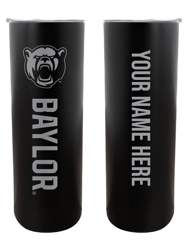 Baylor Bears Customizable 20 oz Engraved Insulated Skinny Tumbler Officially Licensed Collegiate Product Black 