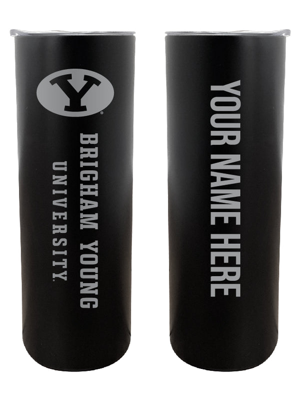 Brigham Young Cougars Customizable 20 oz Engraved Insulated Skinny Tumbler Officially Licensed Collegiate Product Black 