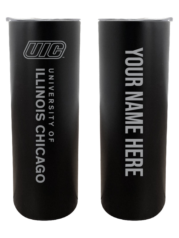 University of Illinois at Chicago Customizable 20 oz Engraved Insulated Skinny Tumbler Officially Licensed Collegiate Product Black 
