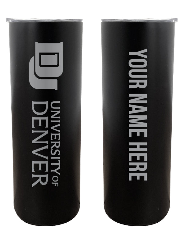 University of Denver Pioneers Customizable 20 oz Engraved Insulated Skinny Tumbler Officially Licensed Collegiate Product Black 