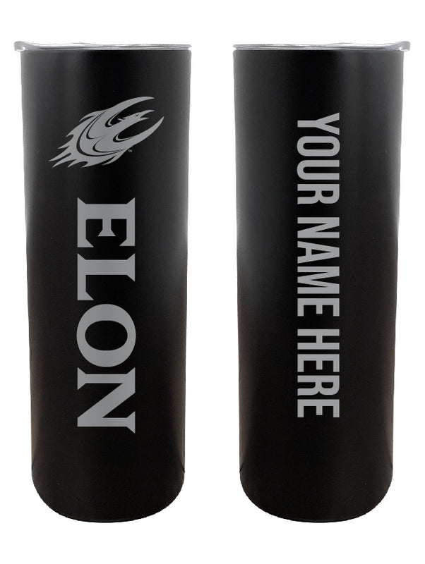 Elon University Customizable 20 oz Engraved Insulated Skinny Tumbler Officially Licensed Collegiate Product Black 