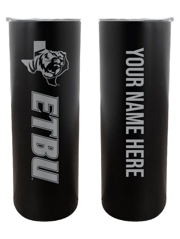East Texas Baptist University Customizable 20 oz Engraved Insulated Skinny Tumbler Officially Licensed Collegiate Product Black 