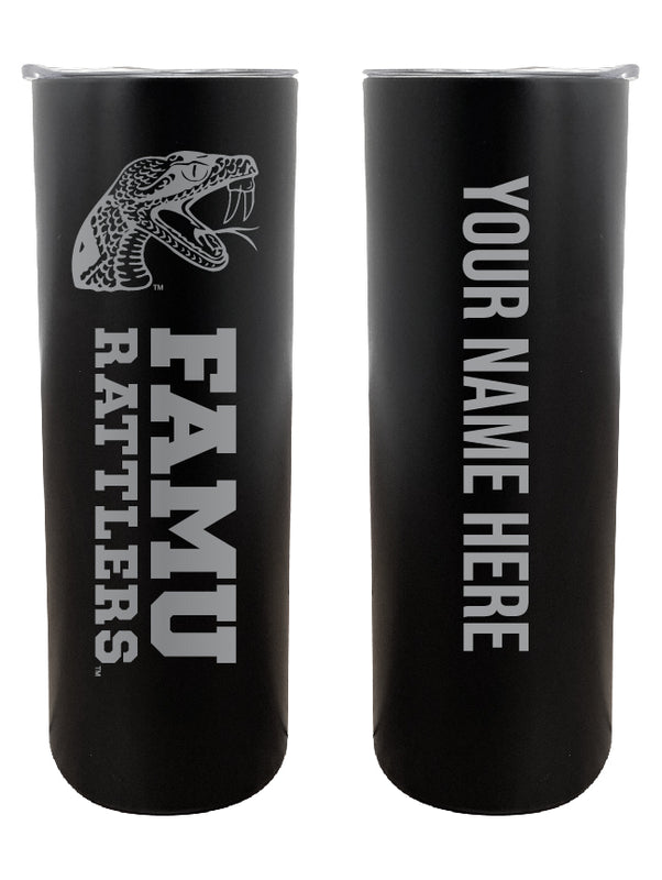 Florida A&M Rattlers Customizable 20 oz Engraved Insulated Skinny Tumbler Officially Licensed Collegiate Product Black 