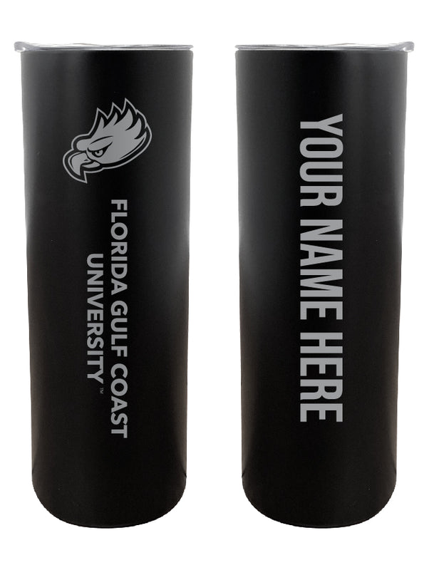 Florida Gulf Coast Eagles Customizable 20 oz Engraved Insulated Skinny Tumbler Officially Licensed Collegiate Product Black 