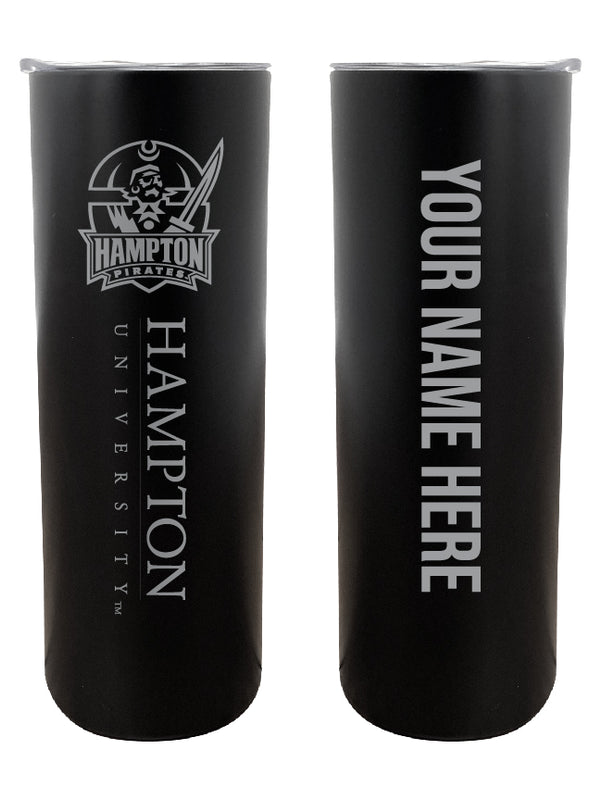Hampton University Customizable 20 oz Engraved Insulated Skinny Tumbler Officially Licensed Collegiate Product Black 