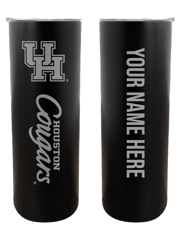 University of Houston Etched Custom NCAA Skinny Tumbler - 20oz Personalized Stainless Steel Insulated Mug