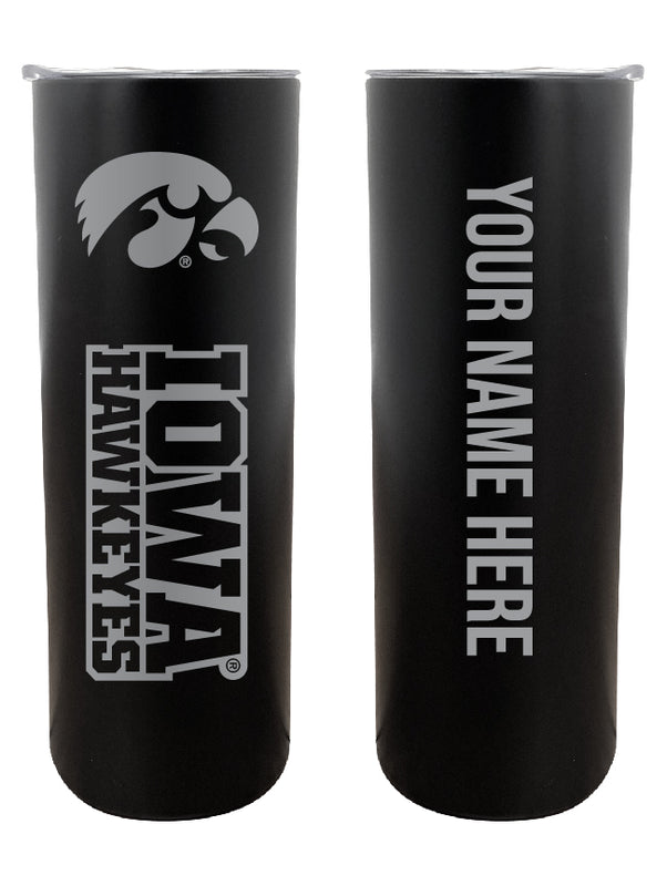 Iowa Hawkeyes Customizable 20 oz Engraved Insulated Skinny Tumbler Officially Licensed Collegiate Product Black 