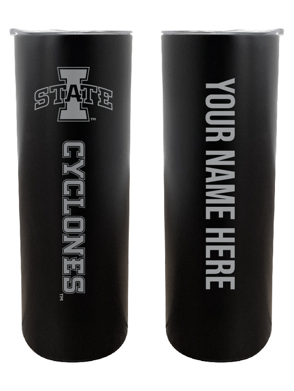 Iowa State Cyclones Customizable 20 oz Engraved Insulated Skinny Tumbler Officially Licensed Collegiate Product Black 