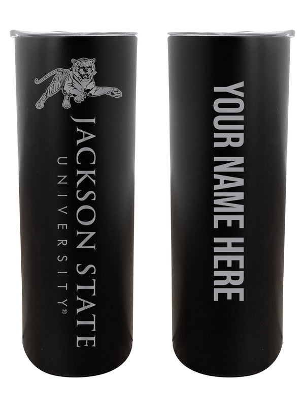 Jackson State University Customizable 20 oz Engraved Insulated Skinny Tumbler Officially Licensed Collegiate Product Black 