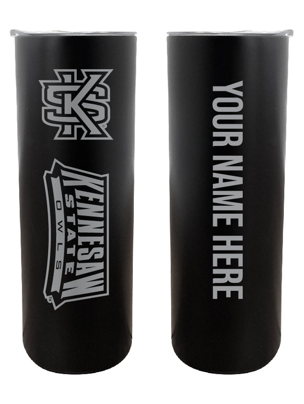 Kennesaw State University Customizable 20 oz Engraved Insulated Skinny Tumbler Officially Licensed Collegiate Product Black 