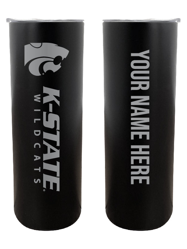 Kansas State Wildcats Customizable 20 oz Engraved Insulated Skinny Tumbler Officially Licensed Collegiate Product Black 