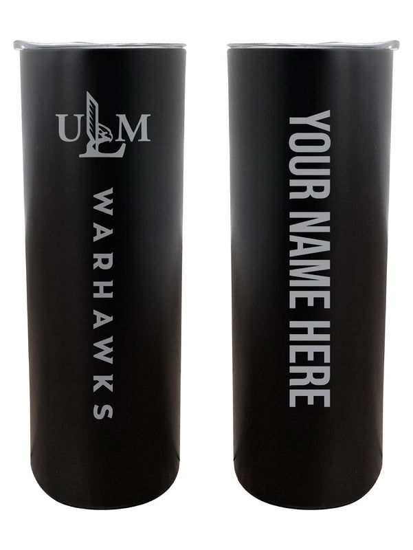 University of Louisiana Monroe Customizable 20 oz Engraved Insulated Skinny Tumbler Officially Licensed Collegiate Product Black 
