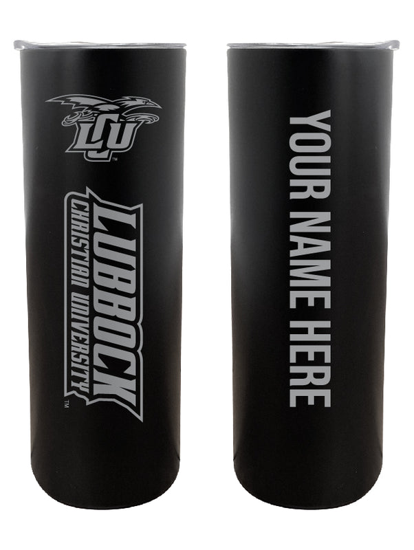 Lubbock Christian University Chaparral Customizable 20 oz Engraved Insulated Skinny Tumbler Officially Licensed Collegiate Product Black 