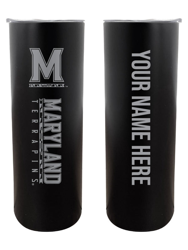 Maryland Terrapins Customizable 20 oz Engraved Insulated Skinny Tumbler Officially Licensed Collegiate Product Black 