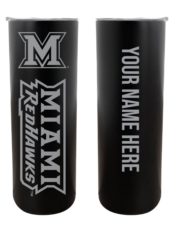 Miami University of Ohio Customizable 20 oz Engraved Insulated Skinny Tumbler Officially Licensed Collegiate Product Black 