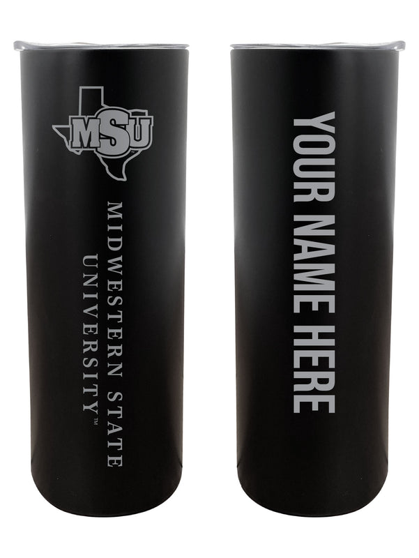 Midwestern State University Mustangs Customizable 20 oz Engraved Insulated Skinny Tumbler Officially Licensed Collegiate Product Black 