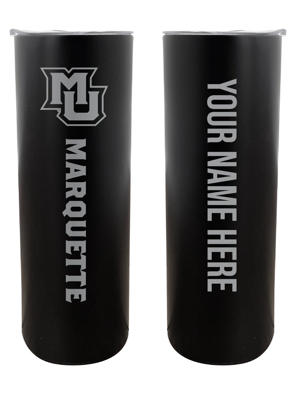 Marquette Golden Eagles Customizable 20 oz Engraved Insulated Skinny Tumbler Officially Licensed Collegiate Product Black 