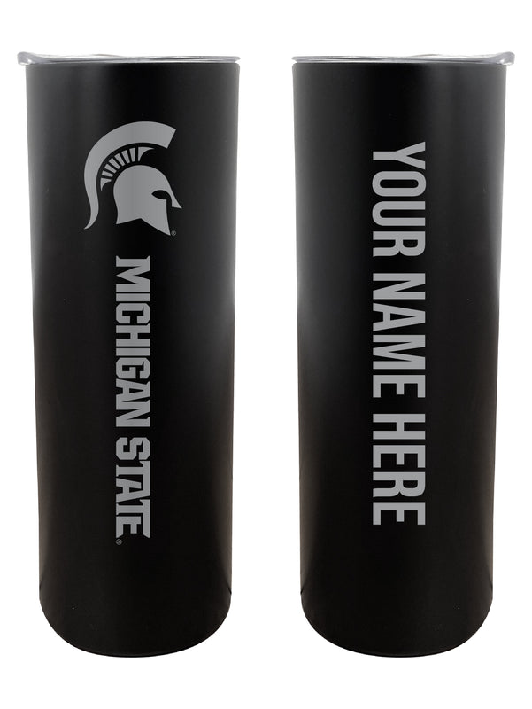 Michigan State Spartans Customizable 20 oz Engraved Insulated Skinny Tumbler Officially Licensed Collegiate Product Black 
