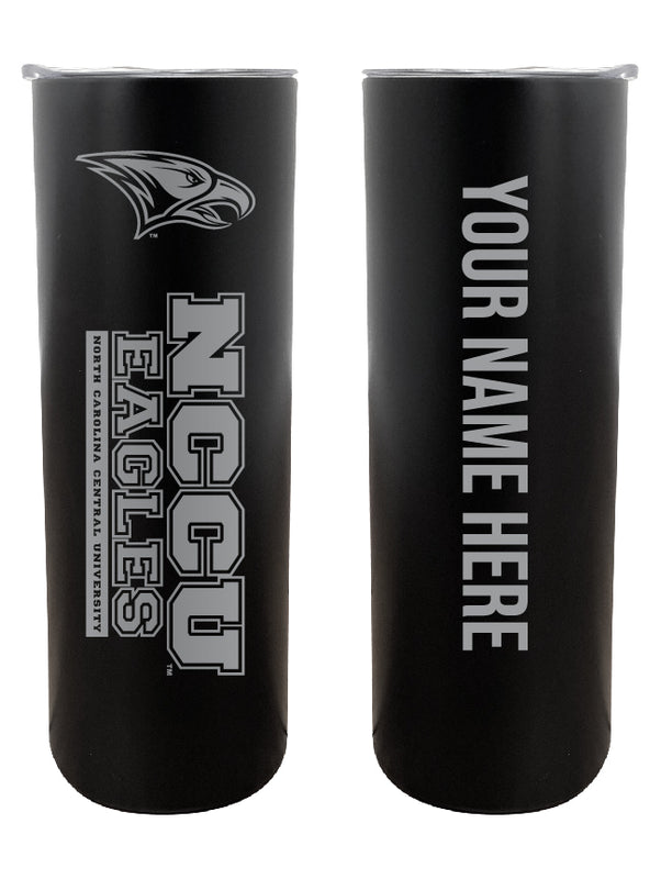 North Carolina Central Eagles Customizable 20 oz Engraved Insulated Skinny Tumbler Officially Licensed Collegiate Product Black 