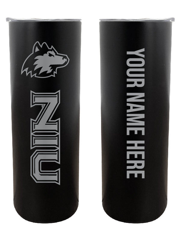 Northern Illinois Huskies Customizable 20 oz Engraved Insulated Skinny Tumbler Officially Licensed Collegiate Product Black 