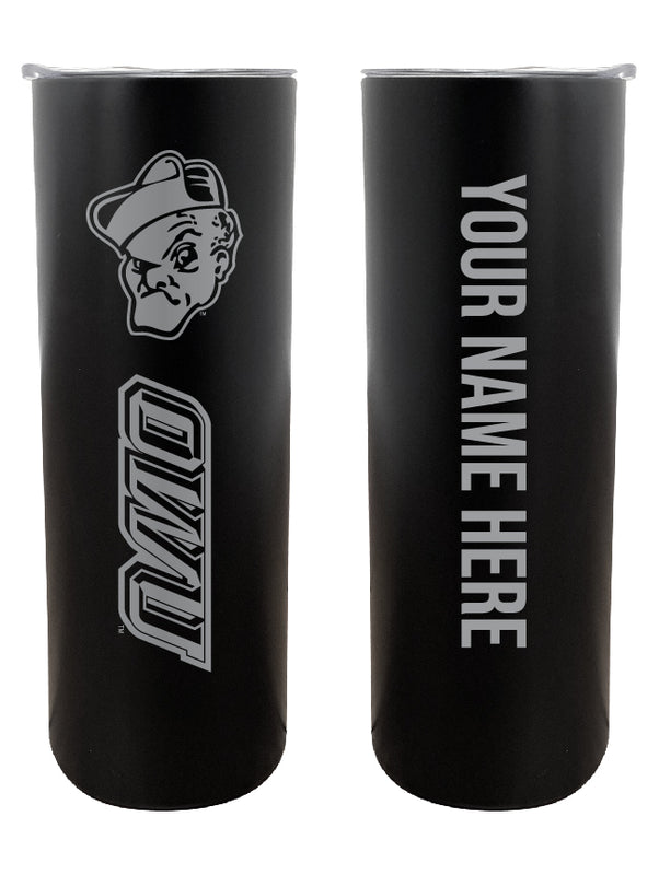 Ohio Wesleyan University Customizable 20 oz Engraved Insulated Skinny Tumbler Officially Licensed Collegiate Product Black 