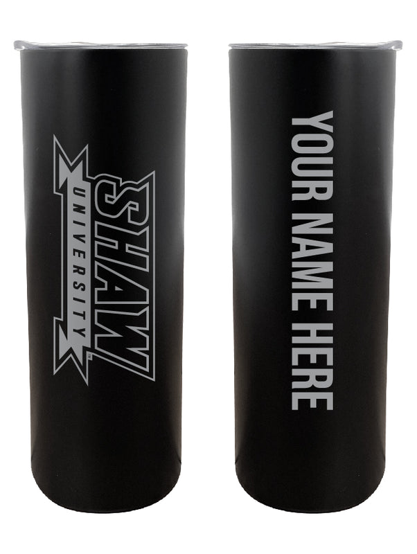 Shaw University Bears Customizable 20 oz Engraved Insulated Skinny Tumbler Officially Licensed Collegiate Product Black 