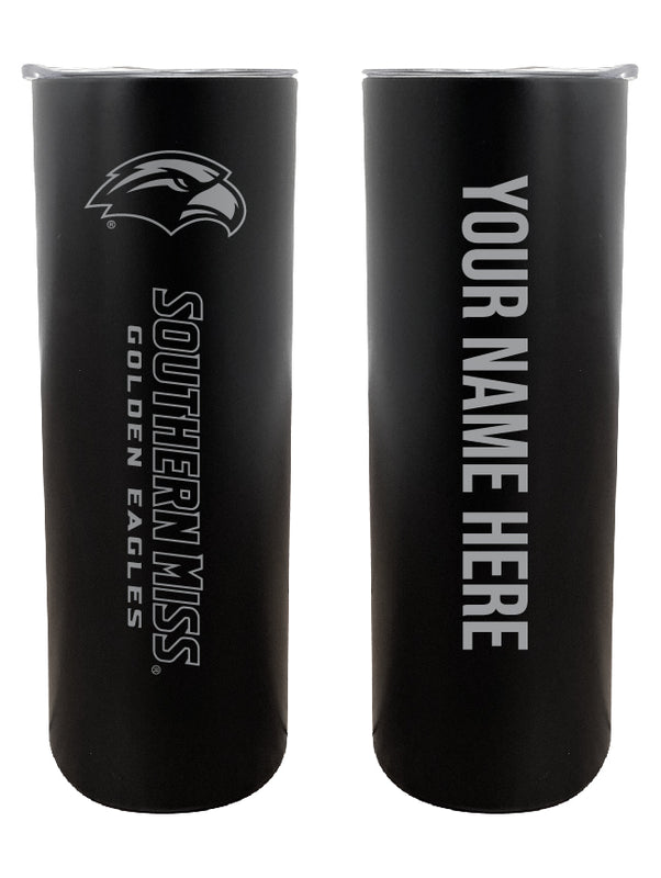 Southern Mississippi Golden Eagles Customizable 20 oz Engraved Insulated Skinny Tumbler Officially Licensed Collegiate Product Black 
