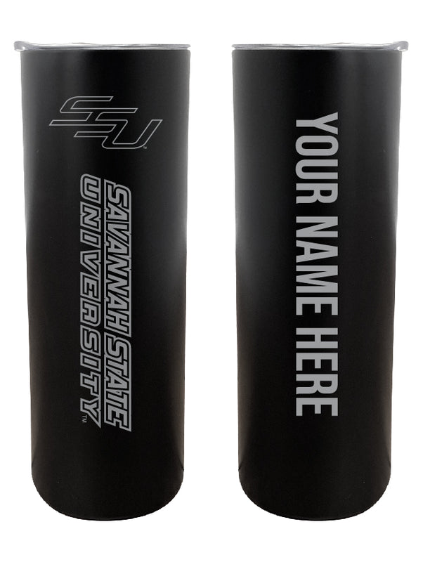 Savannah State University Customizable 20 oz Engraved Insulated Skinny Tumbler Officially Licensed Collegiate Product Black 