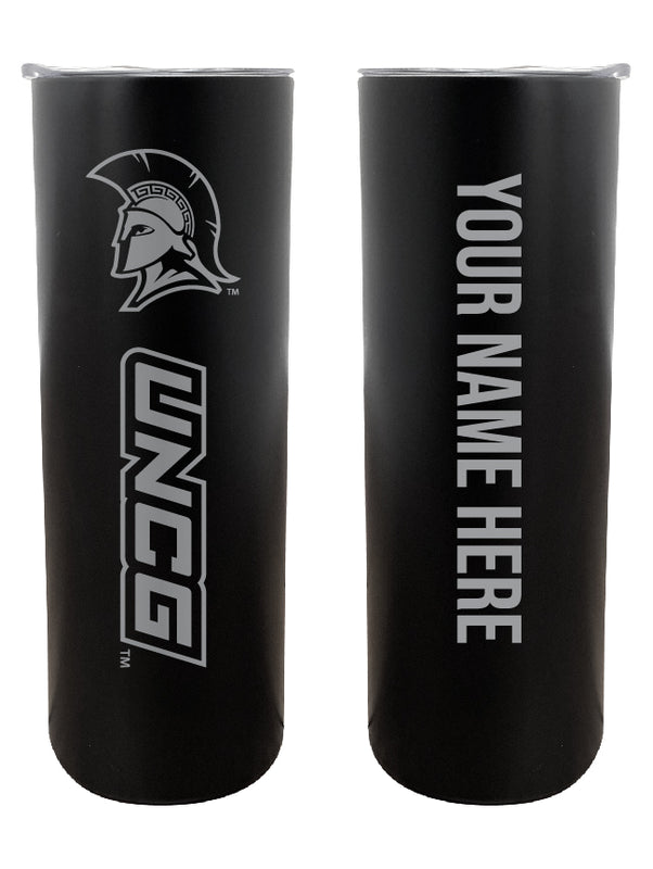 North Carolina Greensboro Spartans Customizable 20 oz Engraved Insulated Skinny Tumbler Officially Licensed Collegiate Product Black 