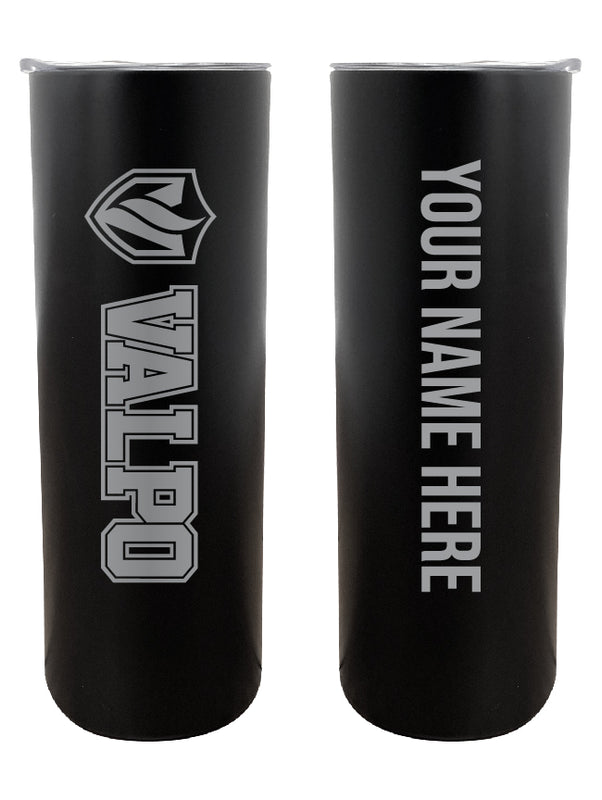 Valparaiso University Customizable 20 oz Engraved Insulated Skinny Tumbler Officially Licensed Collegiate Product Black 