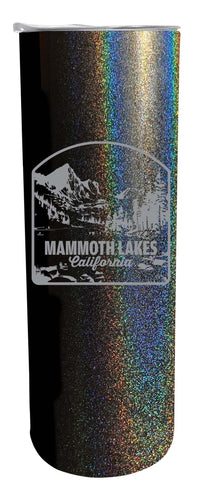Mammoth Lakes California  Souvenir 20 oz Engraved Insulated Stainless Steel Skinny Tumbler Black Glitter 2-Pack